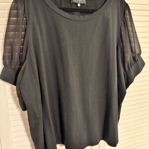 Black Sheer Sleeve Top